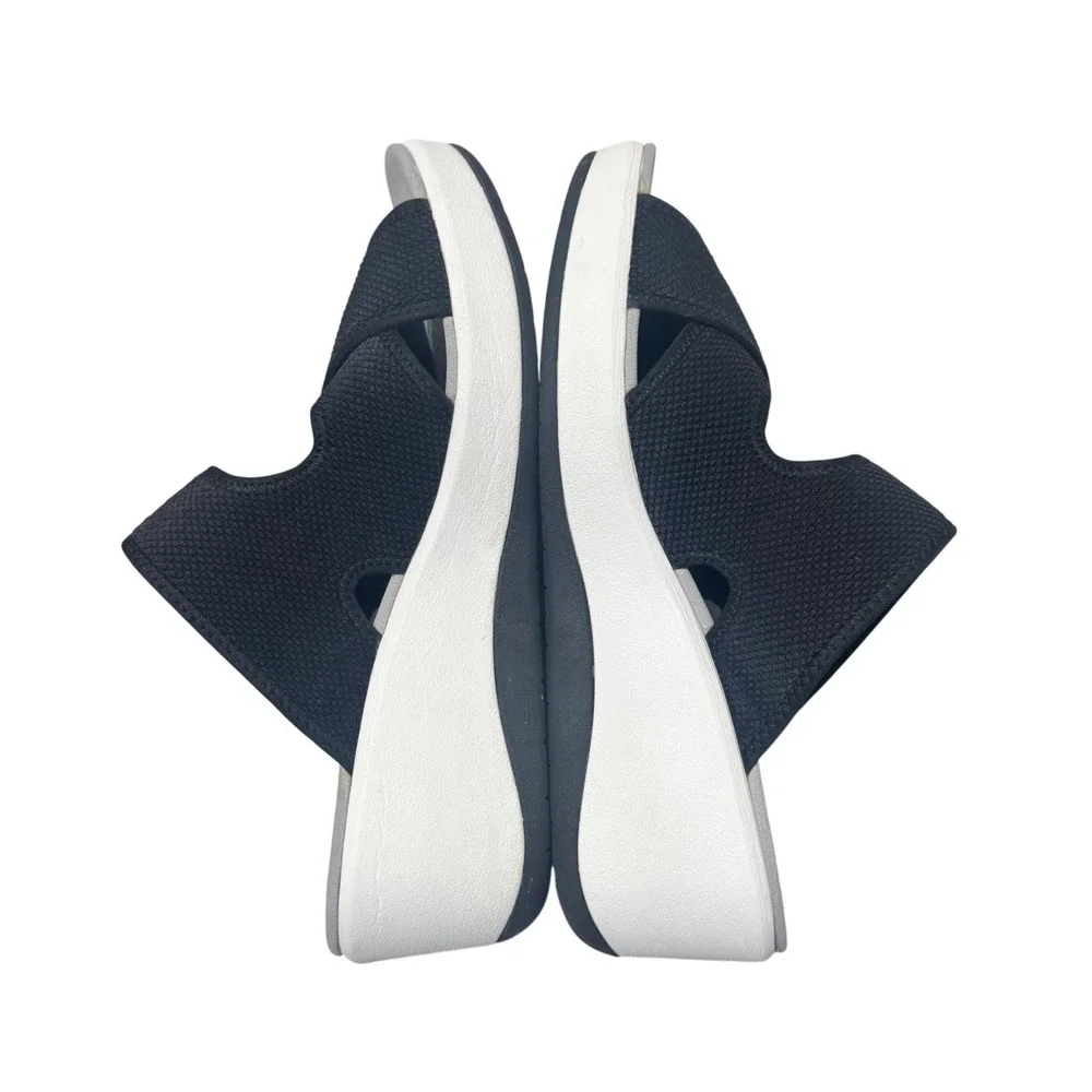 Clarks Cloudsteppers Wedge Sandals Size 9 Black White‎ Arla Glade Slide